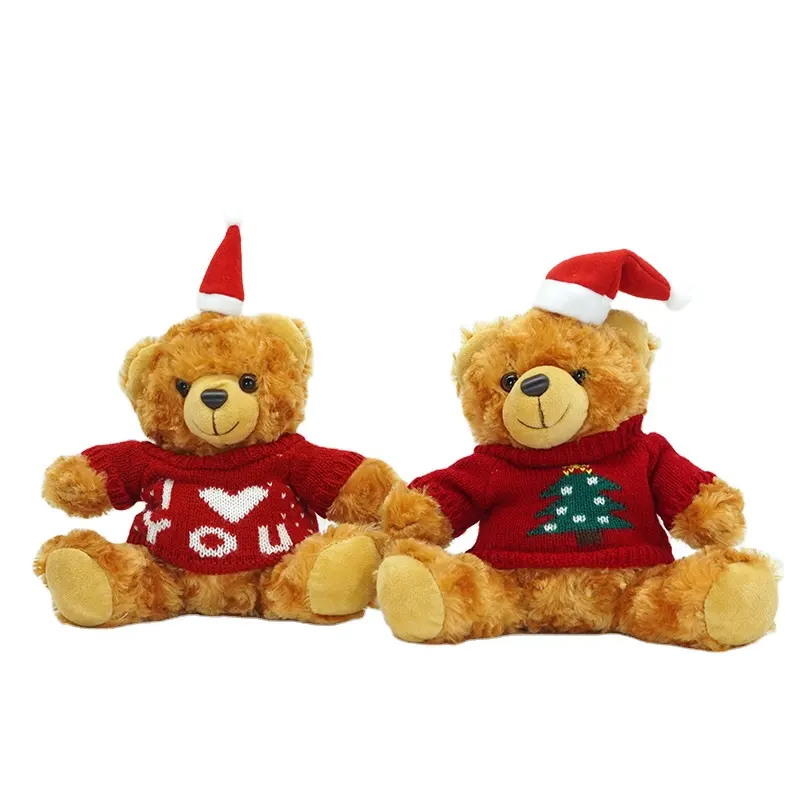 Promoção recheado Natal pelúcia urso brinquedo macio teddy bear com chapéus presente do Natal