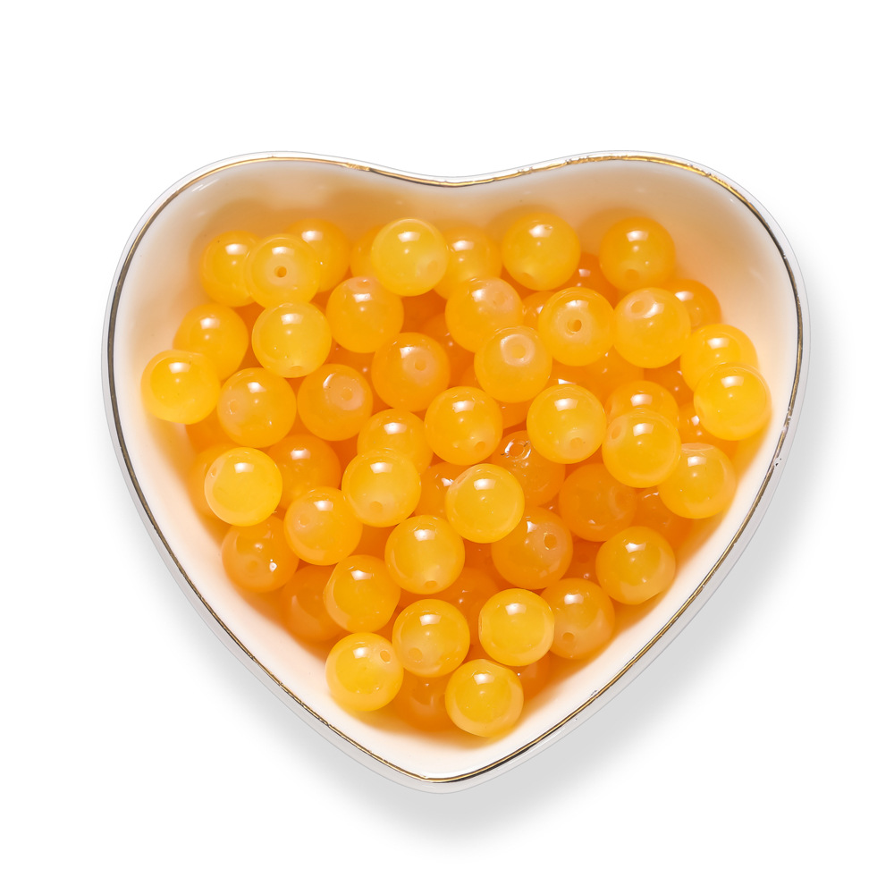 Perles de verre imitation jade - orange