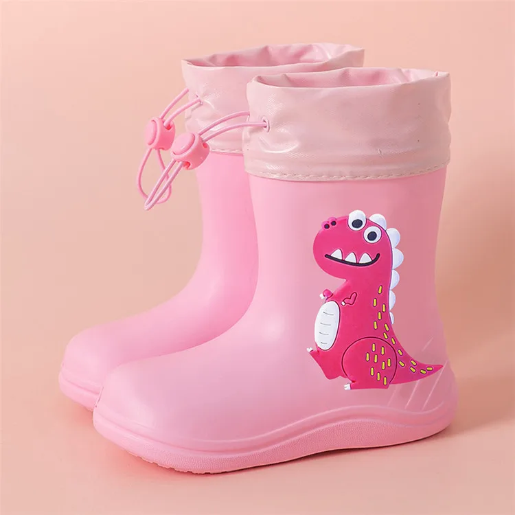 Children's Rubber Boots Unisex Dinosaur Rain Boots For Kids Anti Slip Soft Water Shoes