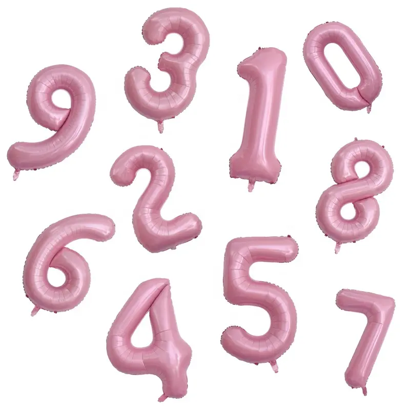 Globos de números populares, globo de Mylar de aluminio de 16, 32 y 40 pulgadas para fiesta, globos inflables de color rosa claro, artículos de decoración para fiesta de cumpleaños
