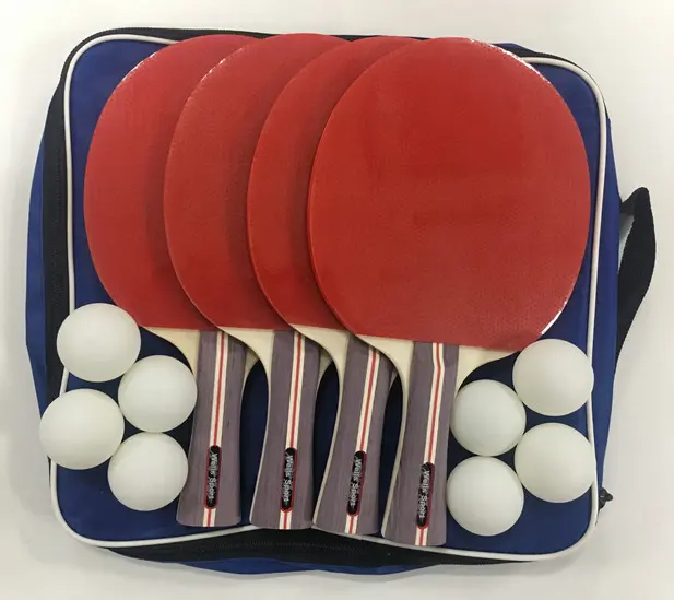 Personalizado Venda Quente 4 Jogadores Profissional Raquete De Tênis De Mesa Bolas de Ping Pong Paddle Set com 8