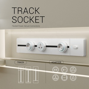 Surface Wall <strong>Mounted</strong> Rail Socket 110V-220V Movable Electric Extension Rail Socket <strong>UK</strong>/EU/US/FR Plug Adaptor Track Socket with USB - Product Image 2