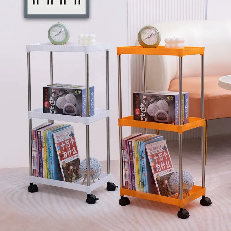 Schwarzer Dienstprogramm-Rollregal 4-Stufen mobiles Regal mit Organisierungsrädern für Badezimmer Küche Schlafzimmer Büro L-Leistung