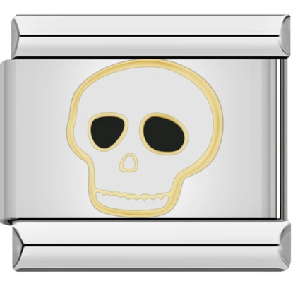 0012-white skull silver edge