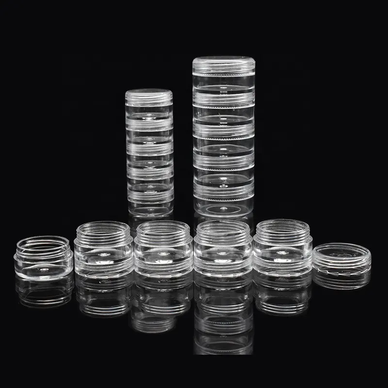 Recarregável claro cilindro ps 5g 10g 30g 40g empilhável plástico frascos cosméticos para creme