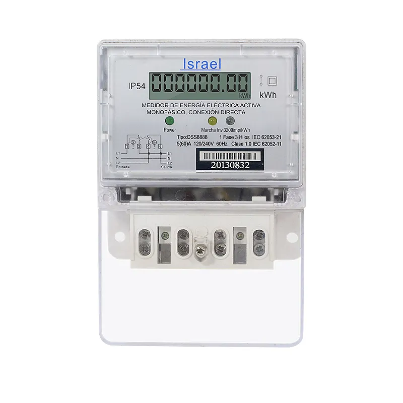 Dds8888 1 Fase 2 Draad Elektronische Digitale Lange Terminal Cover Rs485 Infrarood Energie Elektriciteit Watt Uur Meter