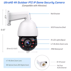 Compatible Hik 8MP 4K HD IP66 Profesional Automático Detección de movimiento Infrarrojo PTZ Ip Cámara de seguridad
