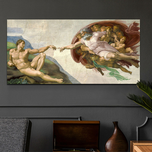 Sistine Chapel Ceiling <strong>Fresco</strong> of Michelangelo, Creation of Adam Poster Print Paintings Art on Canvas Wall Art Picture - Product Image 2