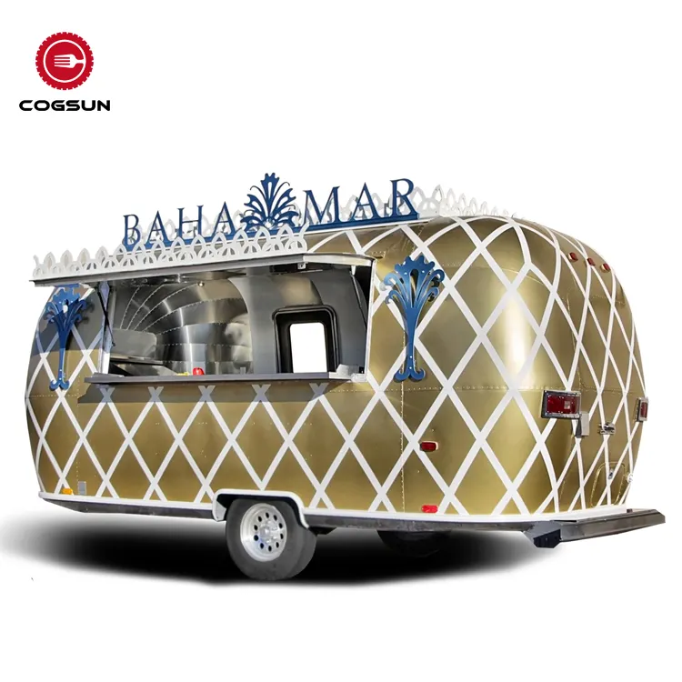 Black Custom Functional Food Car Coffee Food Trailer With Baking Equip Pizza Hamburger Airstream Camping Camper Food Trailer
