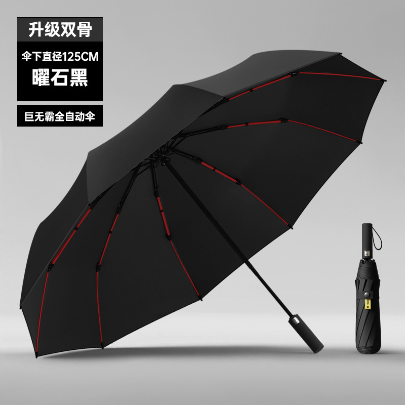 Parapluie noir obsidienne-20 os-125cm-revêtement noir