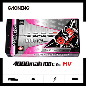 GNB GAONENG LCG Thin <strong>Super</strong> <strong>Shorty</strong> Pack HV 4000MAH 2S 7.6V 100C 4.0mm Bullet Hard Case LiPo Battery - Product Image 2