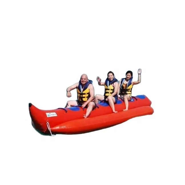 Satın yüksek kalite şişme muz bot su parkı spor şişme çift tüp muz tekne 6 kişi için çekilebilir su oyunları