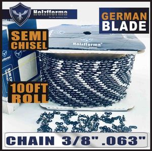 Holzfforma Saw <strong>Chain</strong> <strong>100</strong> Foot 3/8&quot; .063&quot;(1.6mm) Semi Chisel Chainsaw <strong>Chain</strong> Roll - Product Image 2