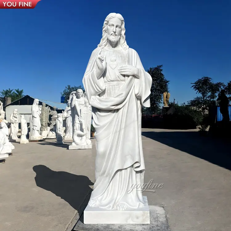 A Grandezza naturale di Marmo Bianco Chiesa Statua di Gesù