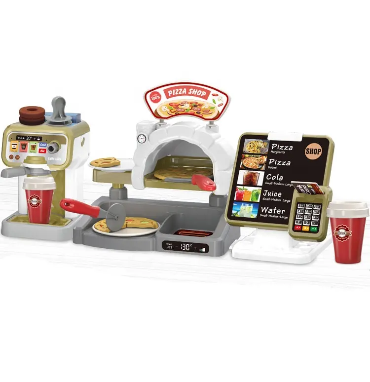 Machine à café électrique pour enfants, éclairage, appareils électriques, nourriture, pizza, table de commande, jouets