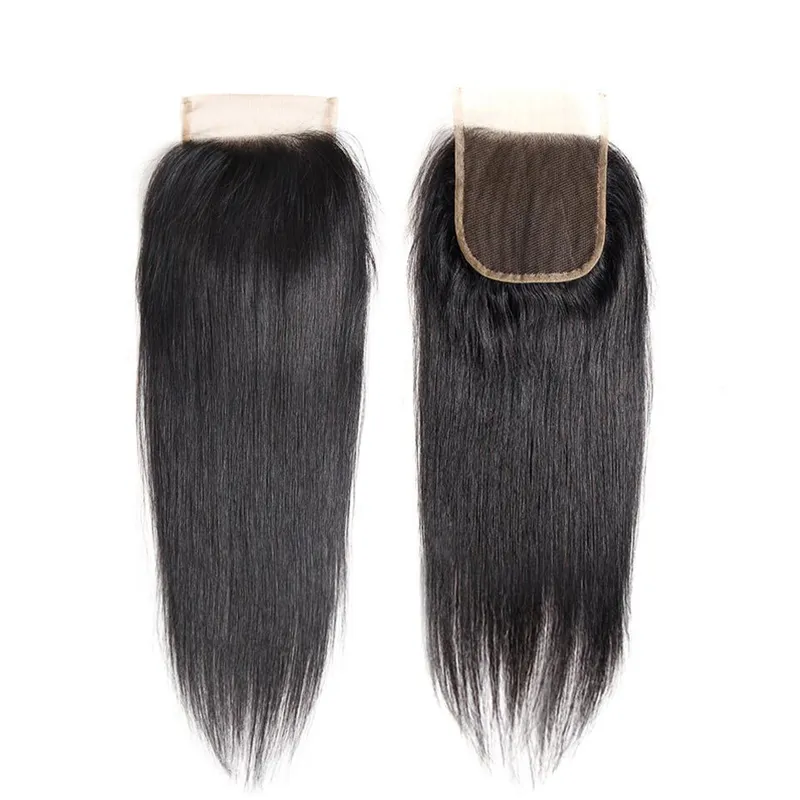Silk Top Remy Cutilce Aligned Brazilian Malaysia Human Hair Straight 4*4 Lace Virgin Hair and Closure