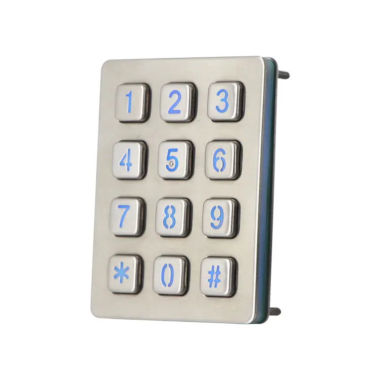 IP65 matrix teclado à prova d' água/12 teclas numérico teclado do metal do aço inoxidável escovado