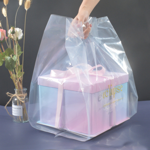 Açık taşıma torbaları kek için plastik mal take away temizle özel baskı alışveriş çantası temizle kalıp kesim kolu çanta kutuları - Product Image 1