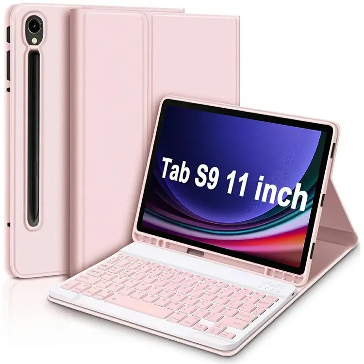 คีย์บอร์ดบลูทูธเคสแท็บเล็ตสำหรับ Samsung Galaxy Tab S9 FE SM X510 X516 X518 PU ฝาพับ