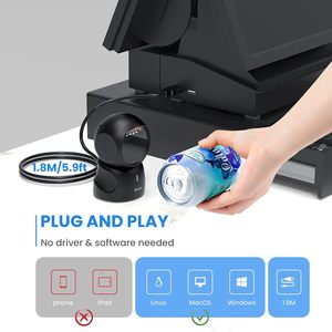 Eyoyo-Lector de código de barras con cable QR 1D 2D, manos libres, omnidireccional, automático, de escritorio, escáner para POS, PC, supermercado - Product Image 2