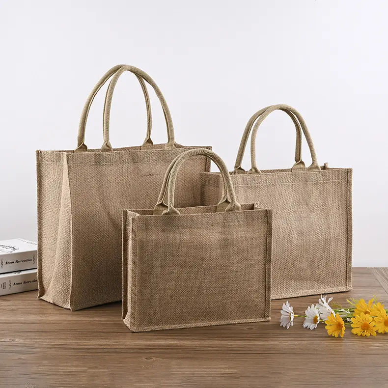 Mode cadeau personnalisé dimension portable sac à main de jute toile de jute shopping jute sac fourre-tout