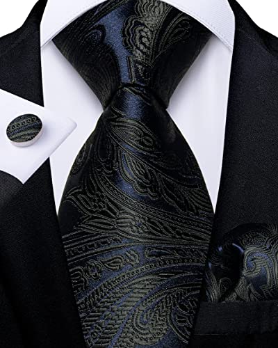 Navy blue-black paisley