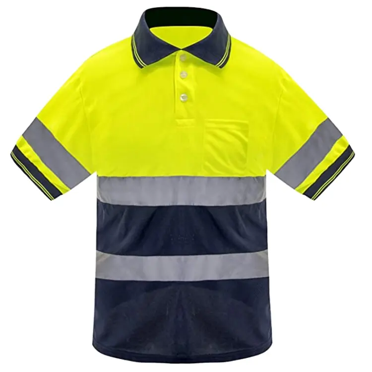 Polo de travail en tissu Polyester personnalisé avec Logo, t-Shirt respirant avec bandes réfléchissantes pour le trafic ferroviaire