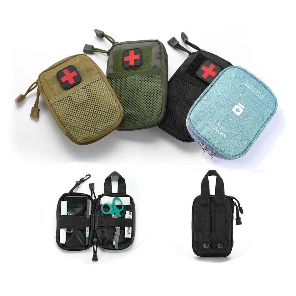 Özel Logo baskılı Mini su geçirmez Oxford bez yara kapaklar ilk yardım çantası yumuşak direnç acil çanta