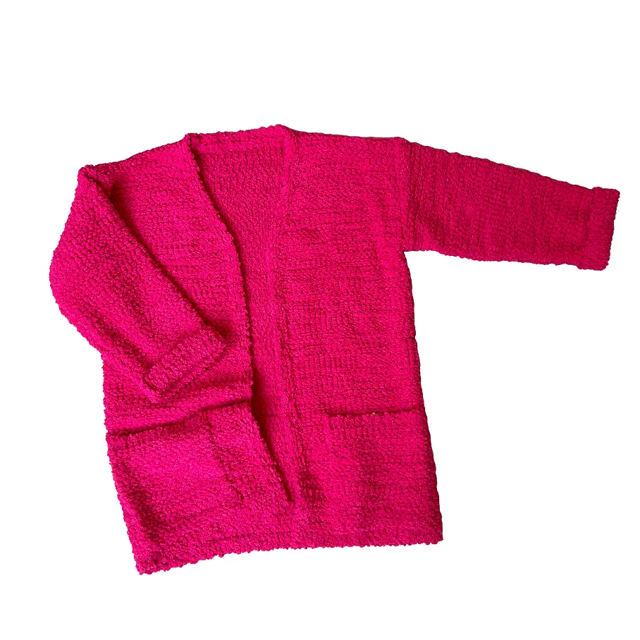 2023 nouveaux produits pré-commande boutique enfants haut vêtements bébé chandails tricotés filles fushia cardigan