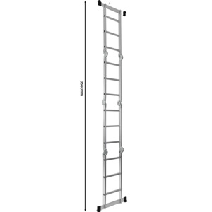Escalera de aluminio multiusos con pies telescópicos Andamio plegable de diseño moderno Uso al aire libre Incluye tablas de andamio gratis
