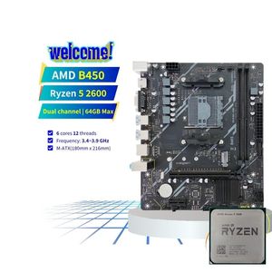 PANDL NEW AM4 Combo Set for PC <strong>AMD</strong> Ryzen 5 2600 B450 Motherboard <strong>DDR4</strong> RAM Double Memory Channel SATA Hard Drive 64GB New - Product Image 1