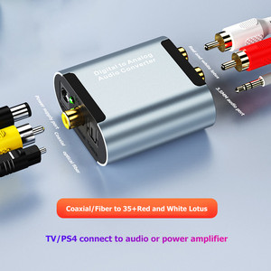 Conjunto de convertidor Digital a analógico, convertidor Coaxial Toslink de fuerte dureza, señal eléctrica portátil a RCA R/L, OEM - Product Image 3