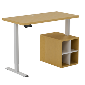 Escritorio de ordenador multifunción, mesa de ordenador ajustable en altura con estantes, mesa y silla de ordenador de madera