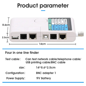 Probador de Cable remoto Fibertel TJ04C4CT1-Rango de prueba de 100m, RJ45/RJ11/Coaxial para detección de fallas de red y mantenimiento de telecomunicaciones - Product Image 2