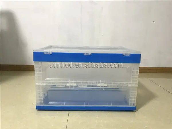 Caixa de armazenamento dobrável de plástico de embalagem do peixe da caixa de embalagem fria transparente com tampa