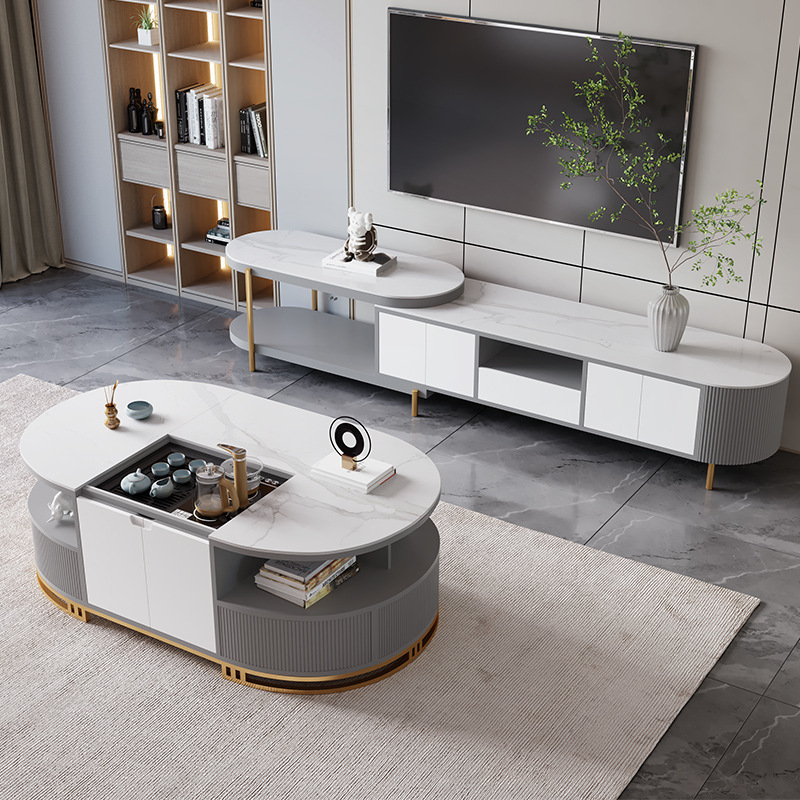 Elegant gray-white (coffee table and TV stand)