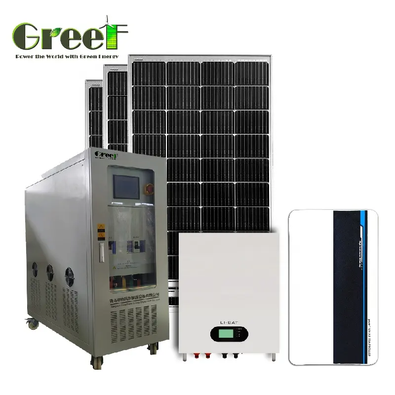 Système solaire au silicium monocristallin 5kw 10kw 20kw à énergie verte avec contrôleur MPPT/PWM système solaire hors réseau pour ferme/maison