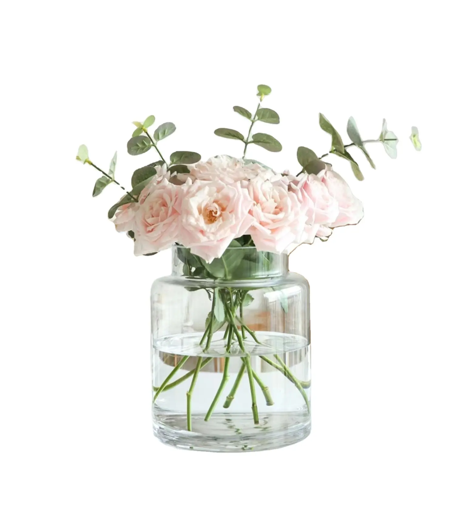 Vaso in vetro trasparente per la decorazione della casa del cilindro elegante di dimensioni personalizzate