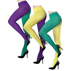 Hete Verkoop Mardi Gras Panty Paars Geel Groene Ondoorzichtige Kous Voor Vrouwen Feest Gunsten - Product Image 1