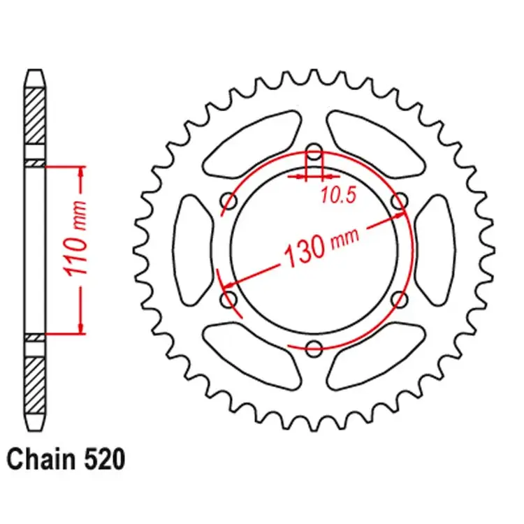 Custom 520 38T-48T Aluminium Motorfiets Achter Tandwiel Voor Yamaha R3 R25 Mt25 Mt03