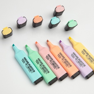 Rotulador de resaltador de forma plana fluorescente con caja de color - Product Image 1