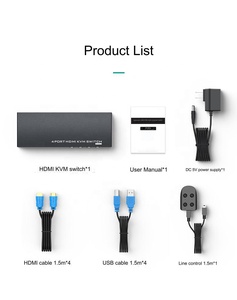 4k 60hz自动HDMI 2.0双屏KVM开关4进1出HDMI 2.0 KVM开关，带电缆桌面选择器 - Product Image 5