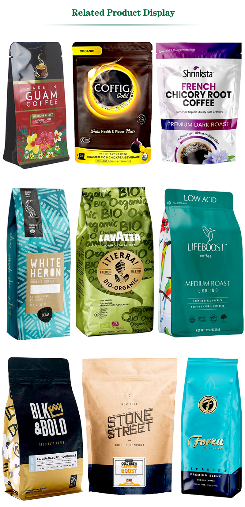 Stand Up Zipper Pouch Doy Bag, ziploc Kraft Paper Bag, Aluminum Laminated Foil Pouch, Snack Food Packagin