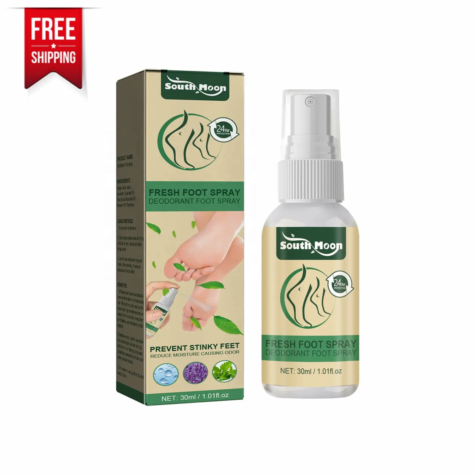 Frete grátis por atacado Fresh Foot Spray Desodorante pé spray para evitar pés fedido reduzir a umidade causando odor