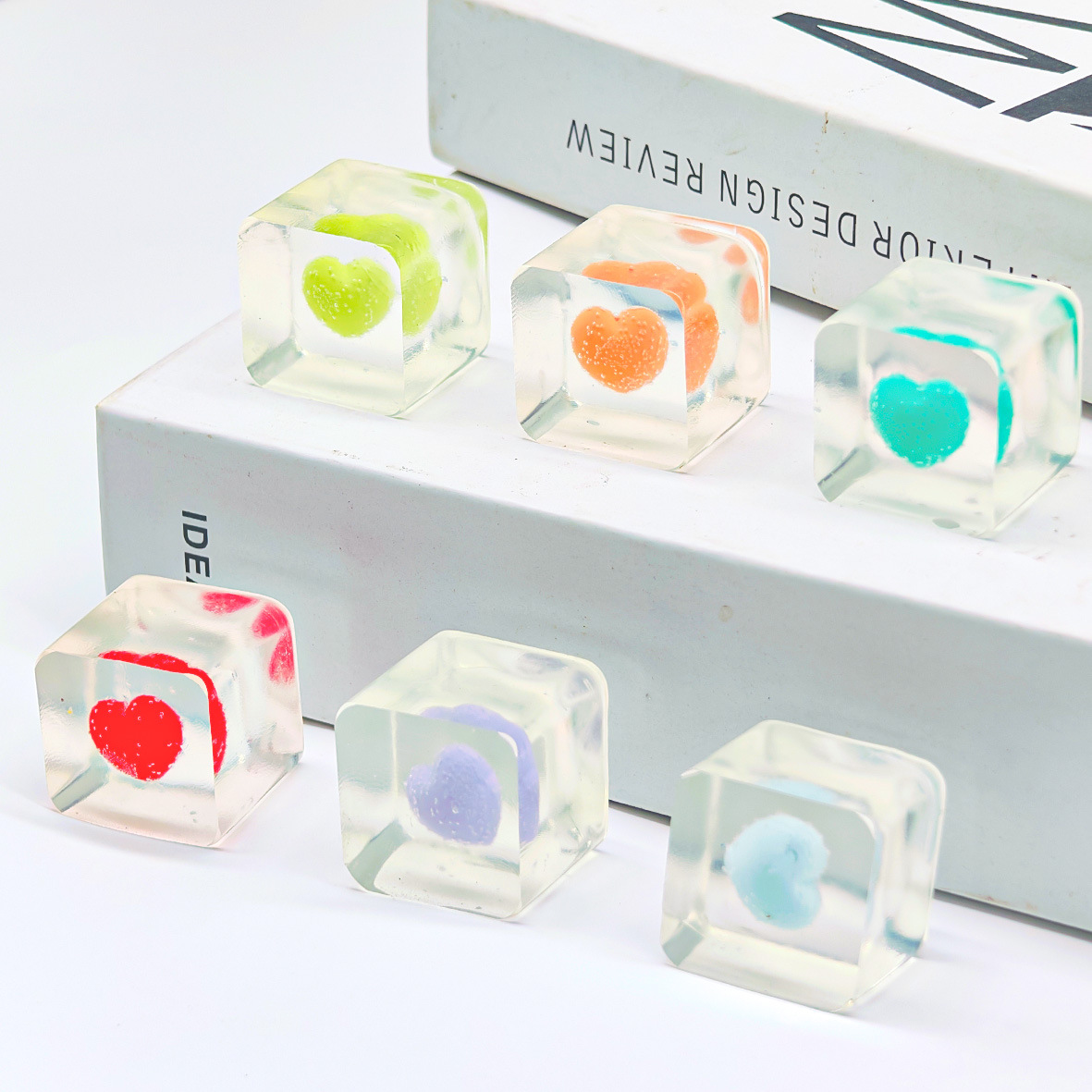 Heart-shaped ice cubes (one random design)