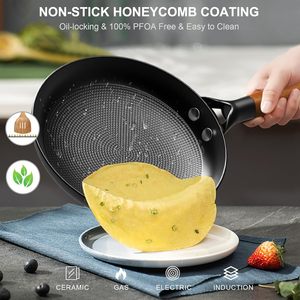 鋳鉄製調理器具セット8インチ10インチ12インチノンスティックスキレットとフライパンインダクションクッカー用 - Product Image 2