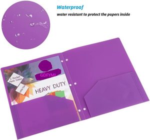 Tùy Chỉnh Nhựa Không Thấm Nước 3 Lỗ Đấm Thư Mục PVC Kinh Doanh Khe Cắm Thẻ Cho Thư Kích Thước Giấy Tài Liệu Thư Mục Với Hai Túi - Product Image 3