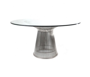 Phong Cách Platner Vòng Bàn Ăn Cơ Sở Thép Không Gỉ Tempered Glass Đá Cẩm Thạch Bàn Ăn Phòng Bàn - Product Image 2