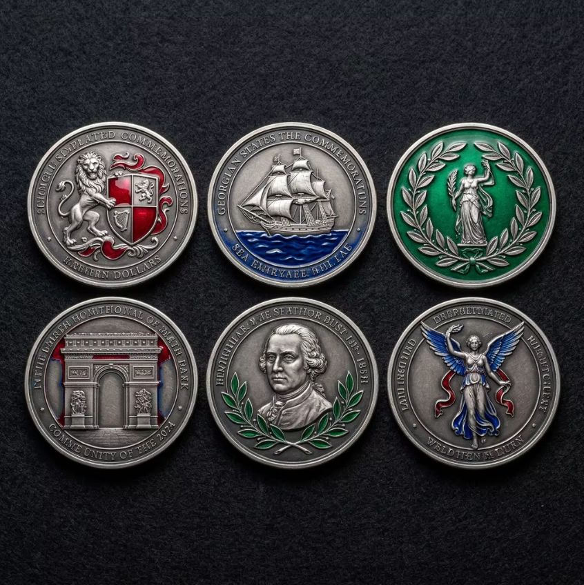 Moneda de desafío antigua plateada