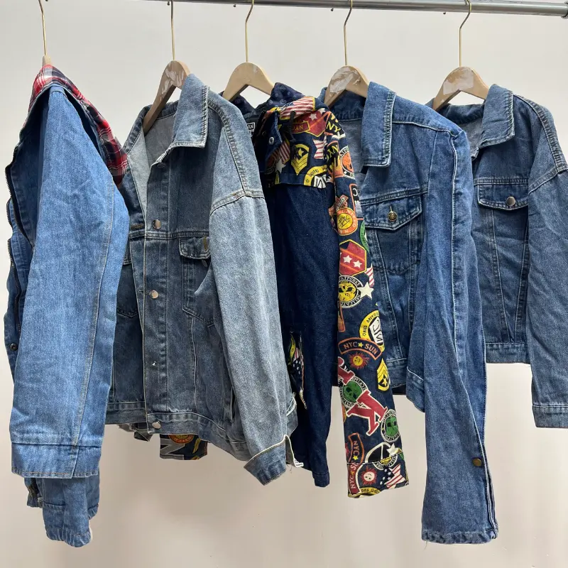 Supplier Clothes Wholesale Used Woman Second Hand Online Store Denim Jacket Denim Jacket Women